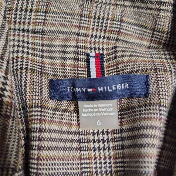 Tommy Hilfiger Brown Plaid Houndstooth Blazer Elbow Patch Academia Womens Size 6 - Picture 6 of 13